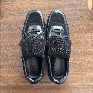 CHANEL Women's Black Suede and Leather Sneakers
